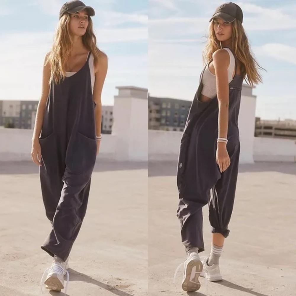 Free People FP Movement Hot Shot Onesie Washed Black XL NWOT